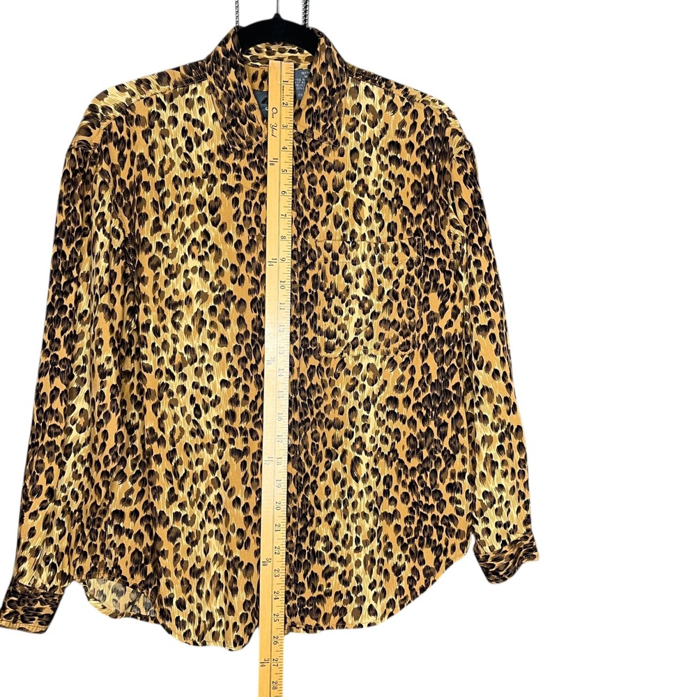 Vintage Lizwear Petite Leopard Print Button Down Shirt Women Medium Rocker Retro - Picture 7 of 8